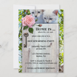 Cute Cat Lovers Housewarming Invitation Kaart