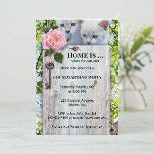 Cute Cat Lovers Housewarming Invitation Kaart