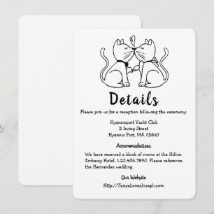 Cute Cat Lovers Kat Black White Wedding Details Kaart