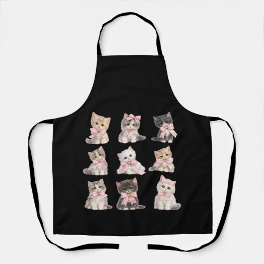 Cute Cat Lover's Kitchen Adorable Pink Bow Kittens Schort (Voorkant)