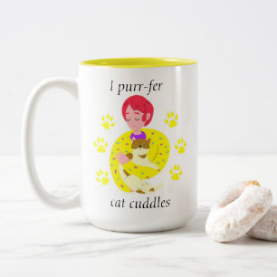 Cute Cat Lovers Spinnende kat Tweekleurige Koffiemok
