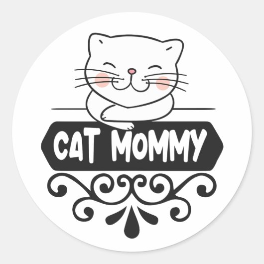 Cute Cat mama dierenvriend Ronde Sticker (Voorkant)