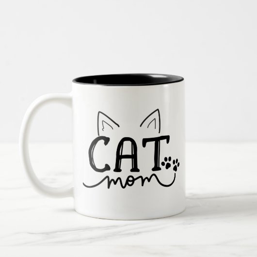 Cute Cat Maman Mug de café à deux tons (Gauche)