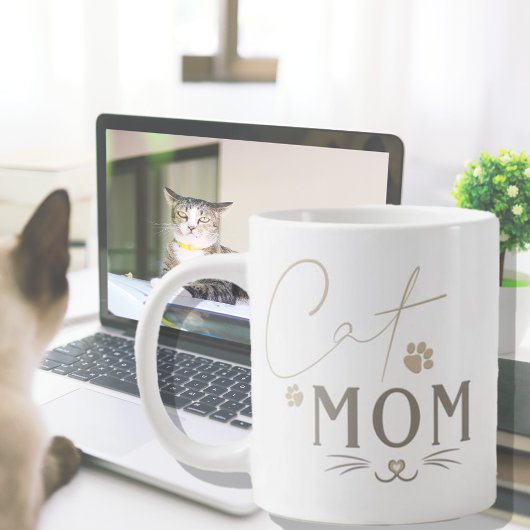 Cute Cat Maman Personnalisé Café Mug