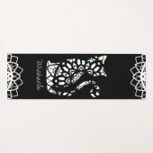 Cute Cat Mandala Name Girly Black  Yogamat (Voorkant (horizontaal))