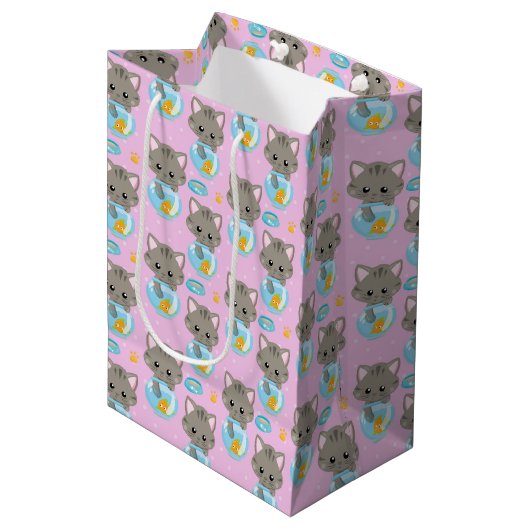 Cute Cat Medium Cadeauzakje (Voorkant Gekanteld)