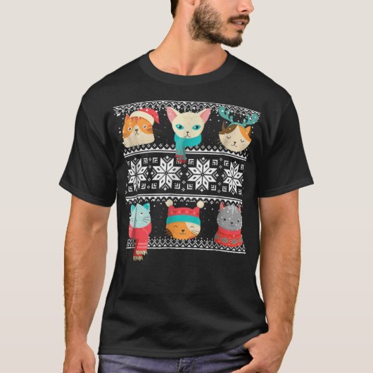 Cute Cat Meow Face Ugly Sweater Kerstmis Ki T-shirt (Voorkant)