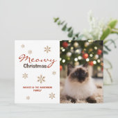 Cute Cat Meowy-kerstfoto Feestdagenkaart (Staand voorkant)
