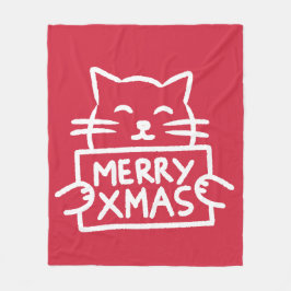 Cute Cat Merry Xmas Fleece Deken