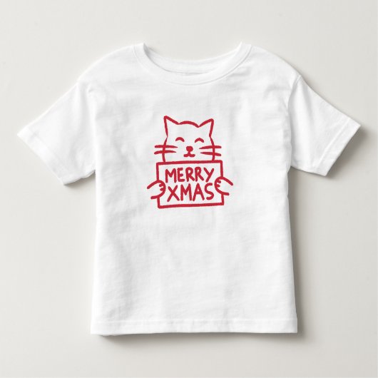 Cute Cat Merry Xmas Kinder Shirts (Voorkant)