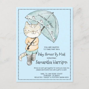 Cute Cat met baarmoeder Baby shower per post Uitnodiging Briefkaart