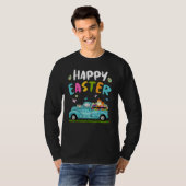Cute Cat met Bunny Ears Egg Truck Easter T-shirt (Voorkant volledig)