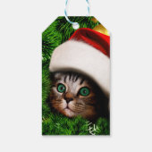 Cute Cat met kerstboom Cadeaulabel (Achterkant)
