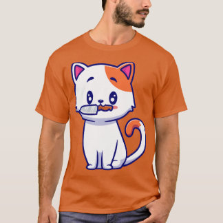 Cute Cat met Knife Cartoon T-shirt