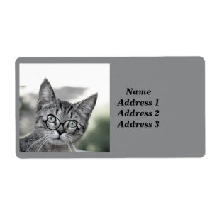Cute Cat met label Glasadres