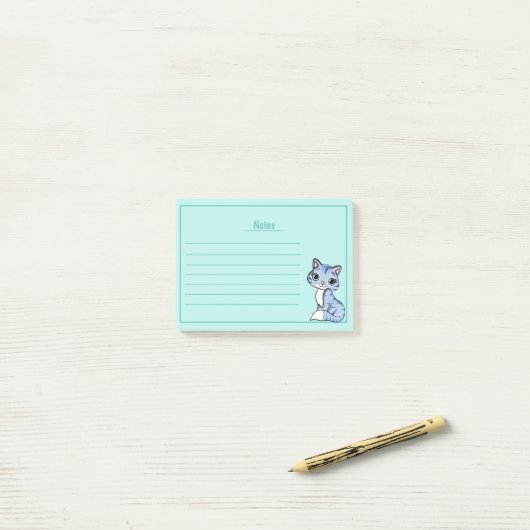 Cute Cat met Lijnen Post-it Notities Post-it® Notes (Op bureau)