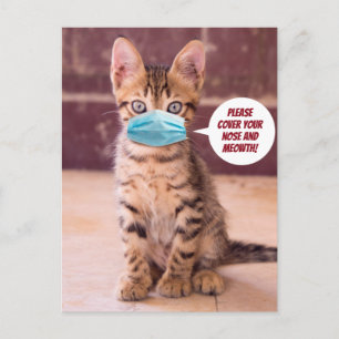 Cute Cat met masker - Hoesje alsjeblieft je meomet Briefkaart