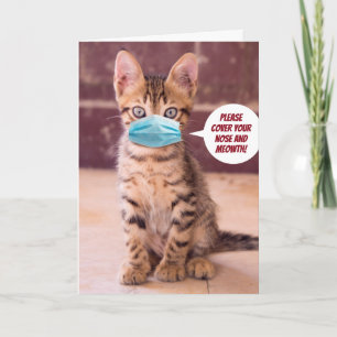 Cute Cat met masker - Hoesje alsjeblieft je meomet Kaart