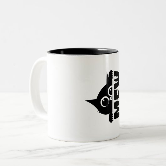 Cute Cat & “Mew” Text – Funny Cat Lover Mug (11 oz (Devant gauche)