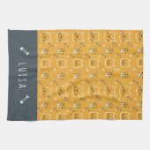 Cute Cat Modern Pattern Personalized Theedoek (Horizontaal)