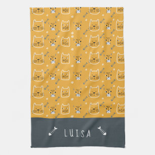 Cute Cat Modern Pattern Personalized Theedoek