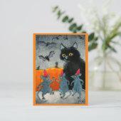 Cute Cat Mouse Bat Halloween pomkin najaar Briefkaart (Staand voorkant)