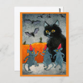 Cute Cat Mouse Bat Halloween pomkin najaar Briefkaart (Voorkant / Achterkant)