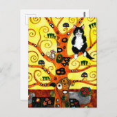 Cute Cat Mouse Klimt Tree of Life tribute briefkaa Briefkaart (Voorkant / Achterkant)