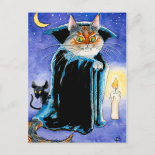 Cute Cat Mouse Vampire Nosferatu Halloween Briefkaart