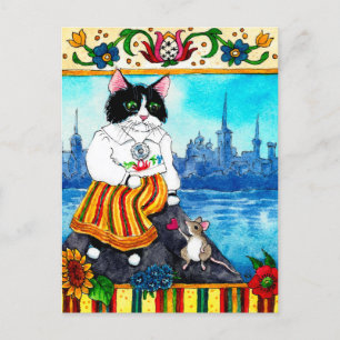 Cute Cat Muis Estse folklore mythe ansichtkaart Briefkaart