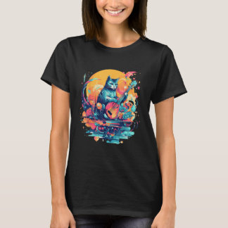 Cute Cat Music Notes Musician 3 T-shirt