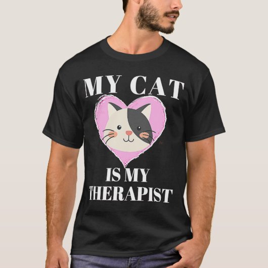 Cute Cat My Cat is My Therapist 3 T-shirt (Voorkant)