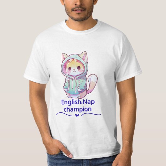 Cute Cat Nap Champion Too T-Shirt (Devant)