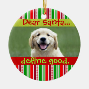 Cute Cat of Dog Pet met kerstfoto-versiering Keramisch Ornament