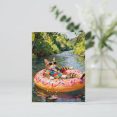 Cute Cat on a Float Trip Briefkaart (Staand voorkant)