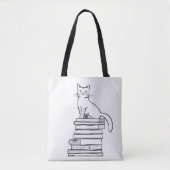 Cute Cat op Books Draagtas (Voorkant)