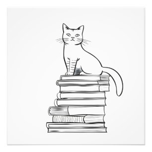 Cute Cat op Books Foto Afdruk