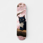 Cute Cat op een Cherry Blossom Tree Skateboard (Voorkant)