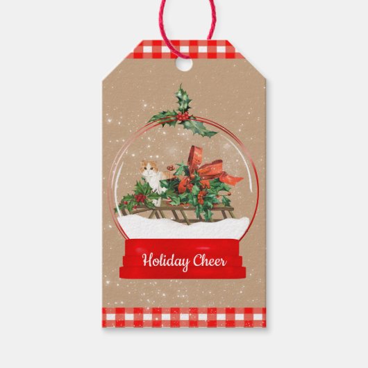 Cute Cat op een Label met aangepaste cadeaus voor  Cadeaulabel (Voorkant)