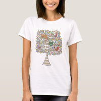 Cute Cat Owl & Birds Sittin in a Tree Illustration