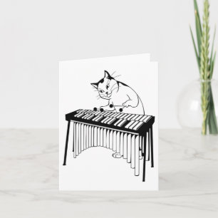 Cute Cat Palling Percussion Musical Xylophone Kaart