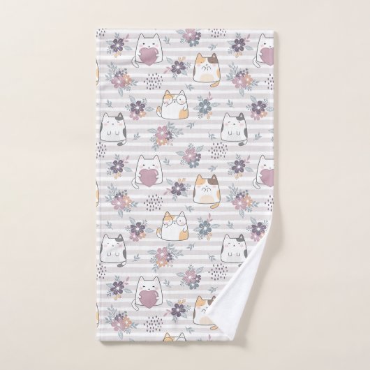 Cute cat pattern (Serviette à main)