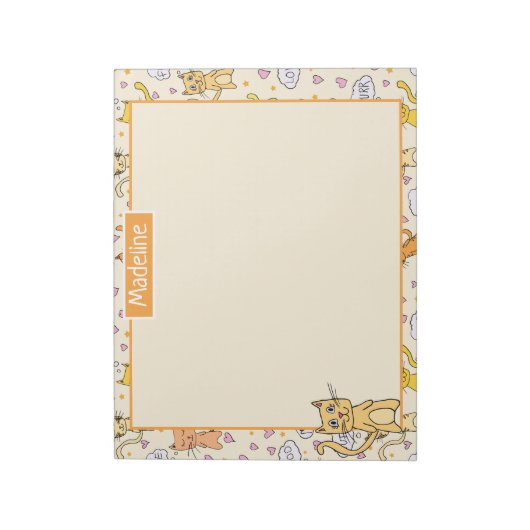 Cute Cat Pattern Add Name Notitieblok (Gedraaid)