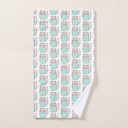 Cute Cat Pattern Bad Handdoek (Handdoek)