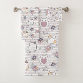 Cute cat pattern bad handdoek