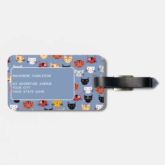 Cute Cat Pattern Bagagelabel (Achterkant horizontaal)