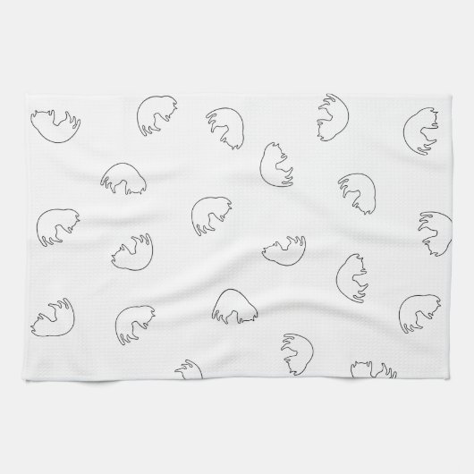 CUTE Cat Pattern Black and White Theedoek (Horizontaal)