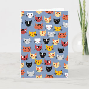 Cute Cat Pattern Blue Aankondiging