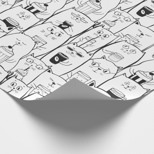 Cute Cat Pattern Cadeaupapier (Hoek)