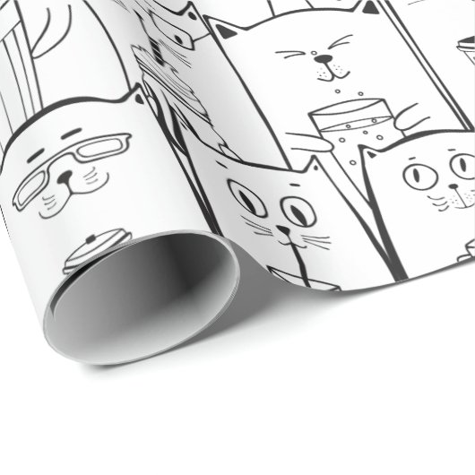 Cute Cat Pattern Cadeaupapier (Rol Hoek)